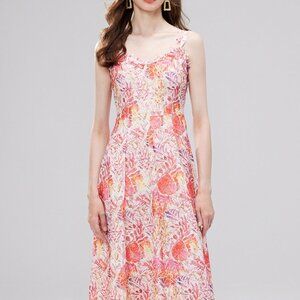 Floral Lace Sleeveless V-Neck Midi Dress | New Formal Dress w/ Semi-Open Back